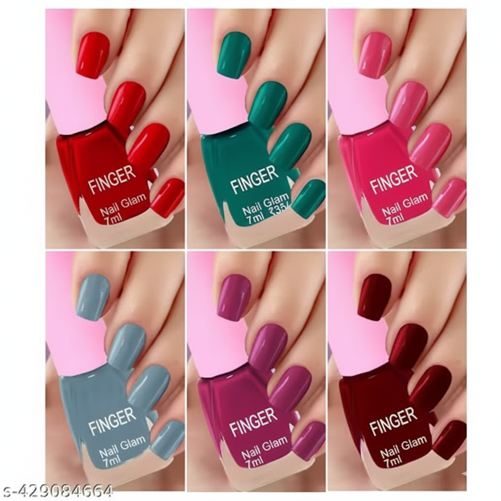 6-Piece Nail Polish Combo Set – Long-Lasting Finger Nail Colors