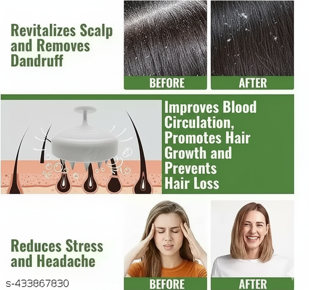 Scalp Massager Shampoo Brush – Marble Green | Hair Scalp Scrubber for Hair Growth, Dandruff Control & Relaxing Head Massage