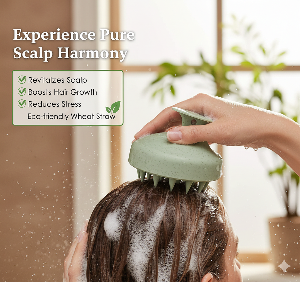 Scalp Massager Shampoo Brush – Marble Green | Hair Scalp Scrubber for Hair Growth, Dandruff Control & Relaxing Head Massage