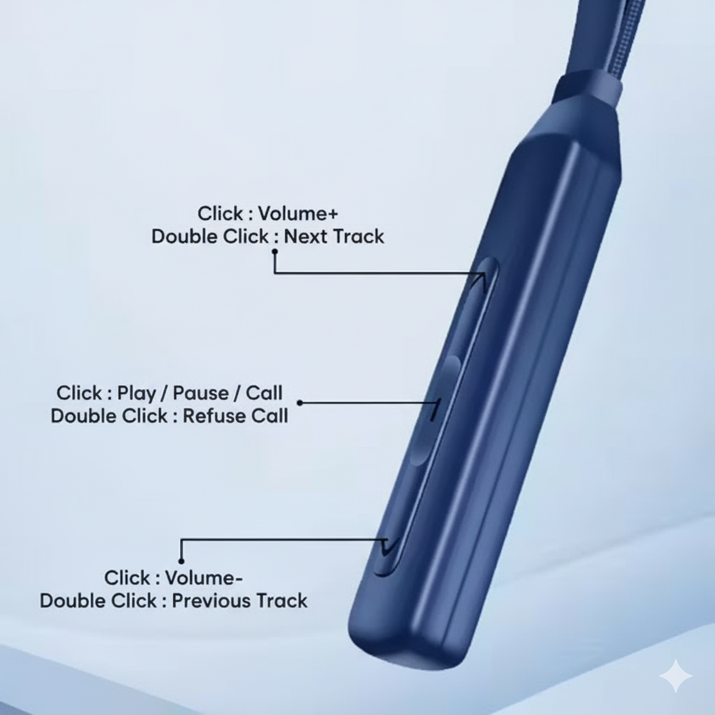 TP Troops Wireless Neckband Earphones – Bluetooth, 10mm Drivers, 50H Playtime, Type-C Fast Charging, Voice Assistant (Blue)