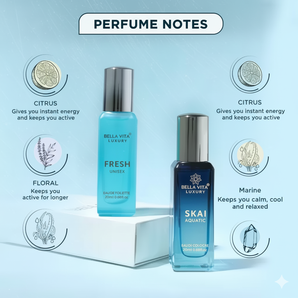 Bella Vita Luxury FRESH+SKAI Perfume Combo – Unisex, 2 x 20ML (40ML Total) for Men & Women