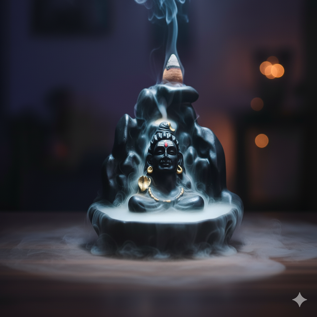 Shiva Backflow Incense Holder – Handcrafted Mahadev Showpiece + Free Cones