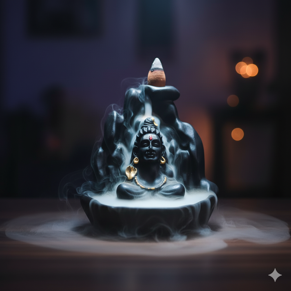 Shiva Backflow Incense Holder – Handcrafted Mahadev Showpiece + Free Cones